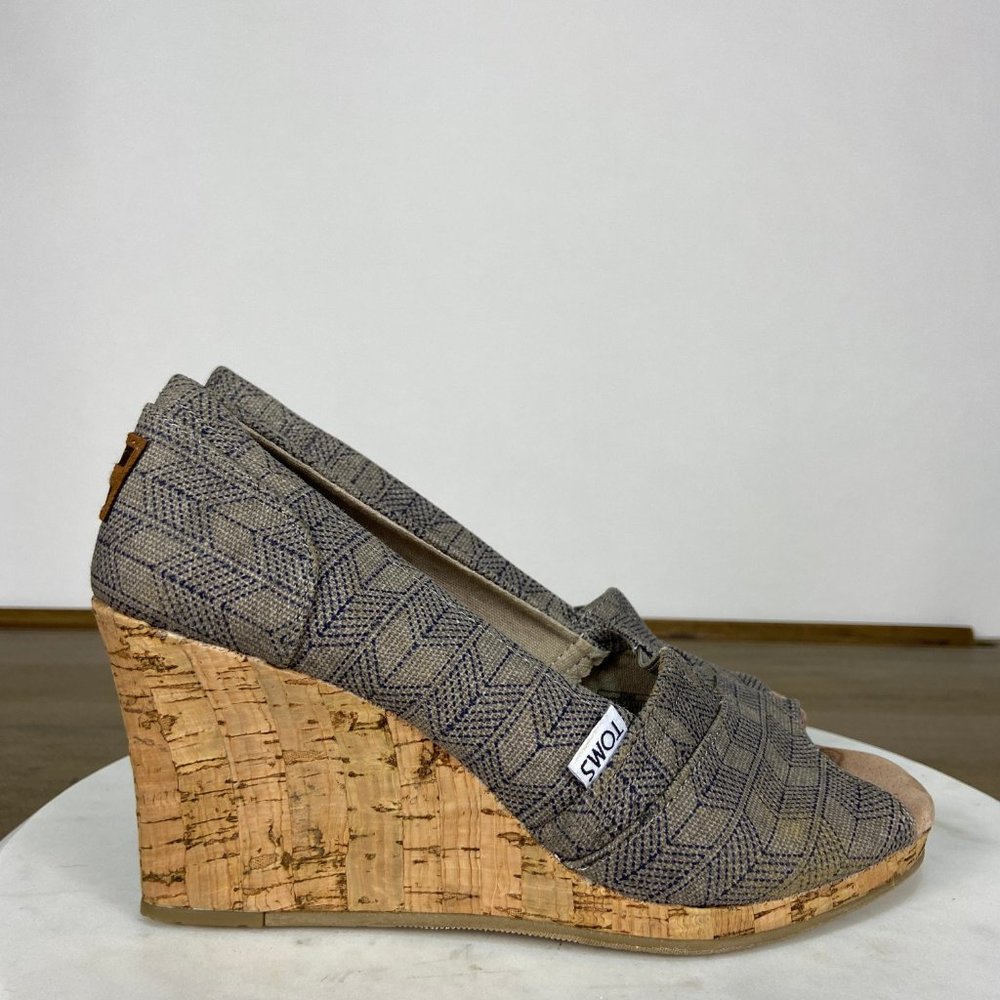 Toms Patterned Peep Toe Wedges